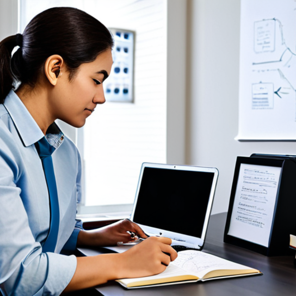 A professional individual, fully clothed, deeply focused on studying for cloud certification. They are wearing modest business casual attire and are seated comfortably at a clean, modern desk in a home office. Surrounded by open textbooks, a laptop displaying a cloud service console or architecture diagram, and handwritten notes. A warm beverage sits nearby. The atmosphere is calm and conducive to learning, emphasizing intellectual pursuit. perfect anatomy, correct proportions, natural pose, well-formed hands, proper finger count, natural body proportions, professional photography, high quality, safe for work, appropriate content, family-friendly, professional dress.