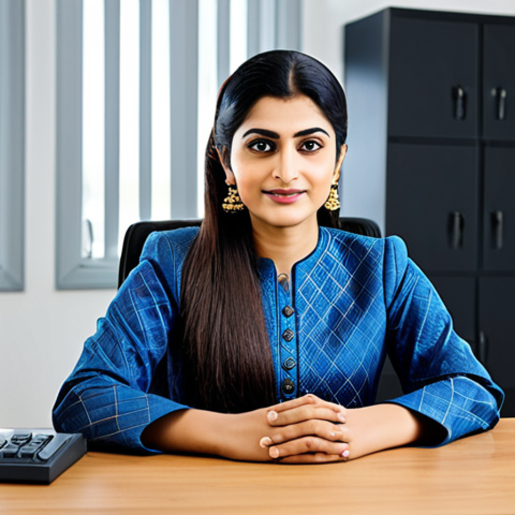 클라우드 컴퓨팅 자격증 실기 준비 방법 - "A professional woman in a modest salwar kameez, sitting at a desk in a bright, modern office. She i...