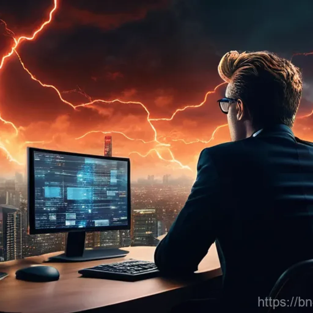 클라우드 환경에서의 장애 복구 사례 - **Prompt 1: The Weight of Cloud Disruption**
    A wide shot of a bustling modern city at dusk, with...