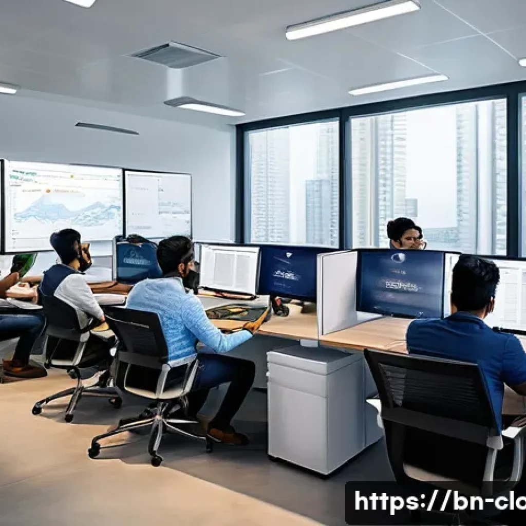 클라우드에서 서버리스 컴퓨팅 실전 활용 - A modern office scene featuring a diverse team of Bengali software developers collaborating on serve...