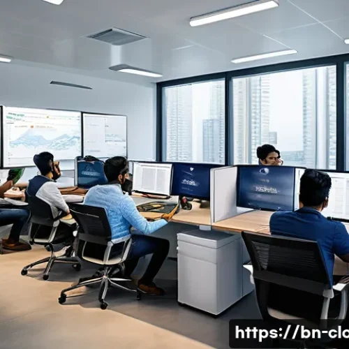 클라우드에서 서버리스 컴퓨팅 실전 활용 - A modern office scene featuring a diverse team of Bengali software developers collaborating on serve...