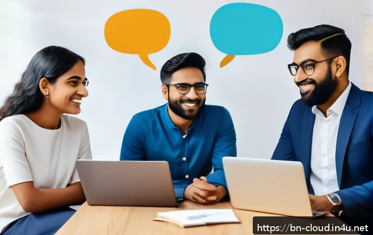 클라우드 기반 협업 툴 활용법 - A diverse Bengali remote work team collaborating through video call and real-time messaging on sleek...