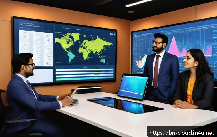 클라우드 관리형 서비스 활용 방법 - A modern office environment showcasing a diverse team of Bengali business professionals collaboratin...